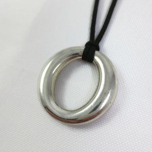 Tiffany & Co Elsa Peretti Medium Sevillana Sterling Silver Necklace Silk Cord